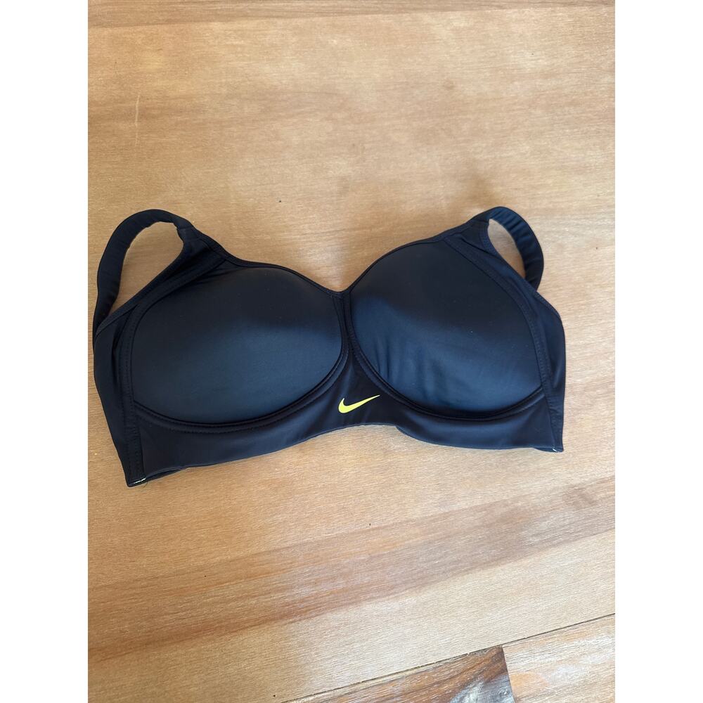 Nike Dri Fit Sports Bra 34D Black and Neon Yellow